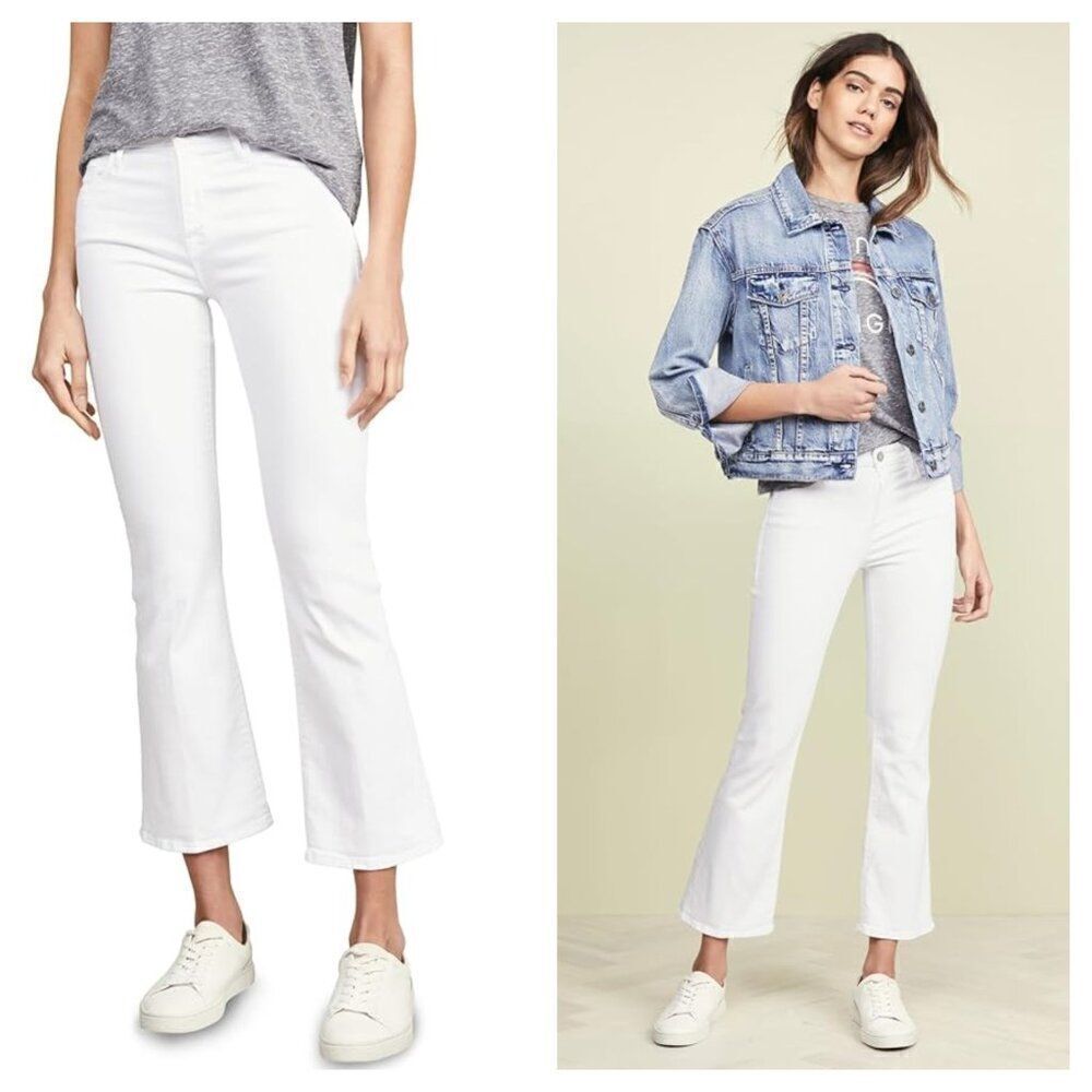 Frame Denim Le Crop Mini Boot Jeans Mid Rise Stretch in Blanc White Women's 24